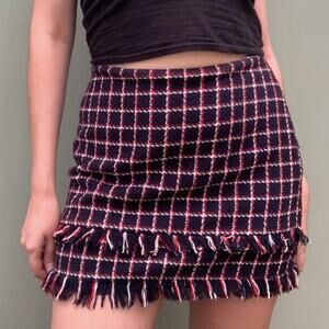 ZARA Tweed Plaid Mini Skirt